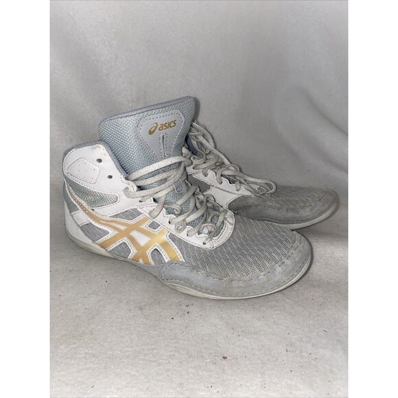 Asics Matflex 6 Wrestling Boxing Shoes Glacier Gray Gold 1081A021 Sz 6.5 - Picture 1 of 12